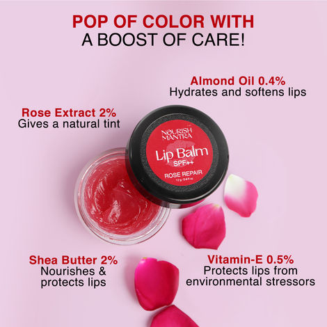 Buy Nourish Mantra Rose Repair Lip Balm with Shea Butter & Vitamin E for Dry, Chapped and Dark Lips - 12 gm-Purplle