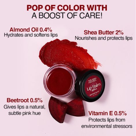 Buy Nourish Mantra Beetroot Blast Lip Balm with SPF & Olive Oil for Soft & Moisturized Lips - 12 gm-Purplle