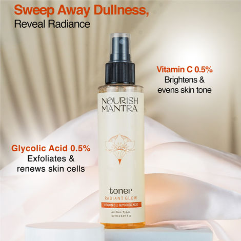 Buy Nourish Mantra Radiant Glow Toner with Glycolic Acid for Glowing Skin & Pore Tightening - 150ml-Purplle