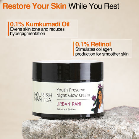 Buy Nourish Mantra Urban Youth Preserve Night Glow Cream with Retinol for Youthful-Looking Skin - 50ml-Purplle