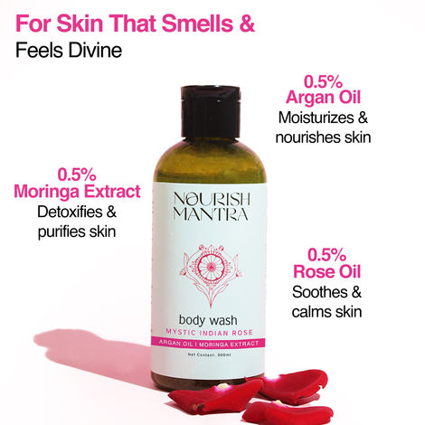 Buy Nourish Mantra Mystic Indian Rose Exfoliating Body Wash for Radiant Skin & Gentle Exfoliation - 300ml-Purplle