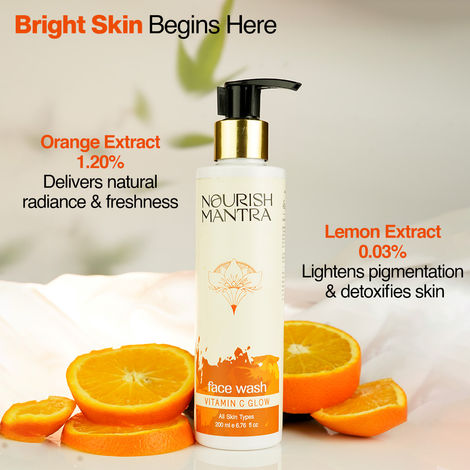 Buy Nourish Mantra Vitamin C Glow Face Wash with Aloe Vera for Bright & Glowing Skin - 200ml-Purplle