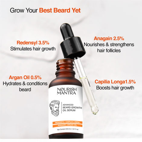 Buy Nourish Mantra Advanced Beard Growth Oil Serum for Fuller and Thicker Beard Growth - 30ml-Purplle