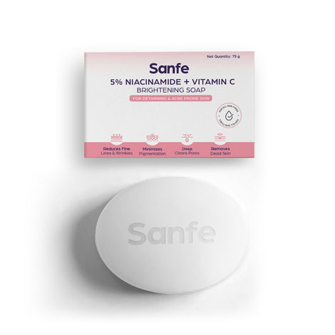 Buy Sanfe 5% Niacinamide & Vitamin C Brightening Soap | Hydrating, Prevents New Blemishes | Skin whitening soap for women| Tan Removal Hyperpigmentation & Glow 75gm-Purplle