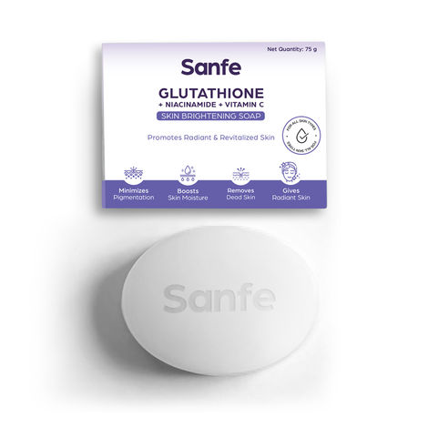 Buy Sanfe Glutathione+Niacinamide+Vitamin C Brightening Soap | Hydrating, Minimizes pigmentation, Removes Dead Skin | Skin whitening soap for women and men | Tan Removal Hyperpigmentation & Glow 75gm-Purplle