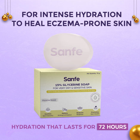 Buy Sanfe 15% Glycerine Soap| For very very dry skin | Soothes Eczema, Relieve Irritation & Itching, Reduces Redness | Rapid Relief Formula - 75gm-Purplle