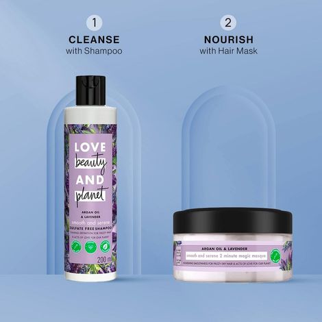 Buy Love Beauty Planet Argan Oil and Lavender Sulfate Free Smooth and Serene Shampoo, 200 ml+Love Beauty & Planet Argan Oil & Lavender Hair Mask, 200 ml-Purplle