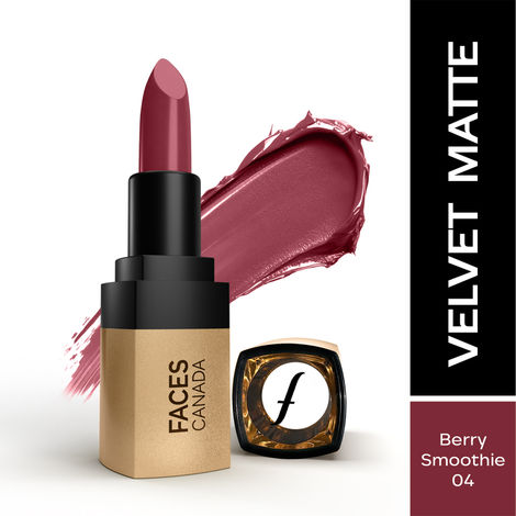Buy FACES CANADA Comfy Matte Velvet Touch Lipstick - Berry Smoothie 04, 4.2 gm | Velvety Matte Finish | 8HR Longstay | Intense Colour | Hydrating Lips | Smooth Application | Foodproof & Crackproof-Purplle