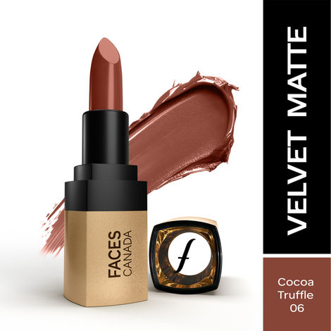 Buy FACES CANADA Comfy Matte Velvet Touch Lipstick - Cocoa Truffle 06, 4.2 gm | Velvety Matte Finish | 8HR Longstay | Intense Colour | Hydrating Lips | Smooth Application | Foodproof & Crackproof-Purplle