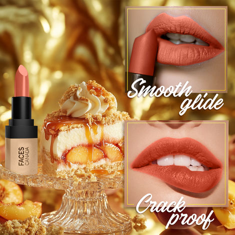 FACES CANADA Comfy Matte Velvet Touch Lipstick - Peach Cobbler 07, 4.2g |  Velvety Matte Finish | 8HR Longstay | Intense Colour | Hydrating Lips |  Smooth Application