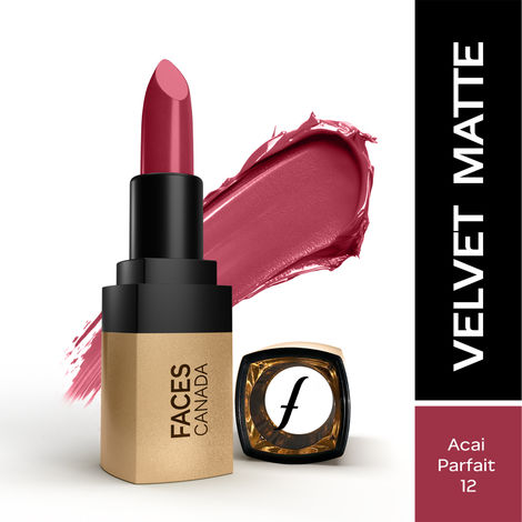 Buy FACES CANADA Comfy Matte Velvet Touch Lipstick - Acai Parfait 12, 4.2 gm | Velvety Matte Finish | 8HR Longstay | Intense Colour | Hydrating Lips | Smooth Application | Foodproof & Crackproof-Purplle