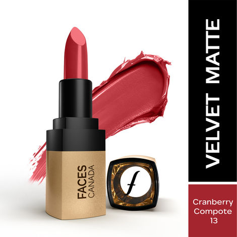 Buy FACES CANADA Comfy Matte Velvet Touch Lipstick - Cranberry Compote 13, 4.2 gm | Velvety Matte Finish | 8HR Longstay | Intense Colour | Hydrating Lips | Smooth Application | Foodproof & Crackproof-Purplle