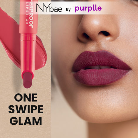 Buy NY Bae Transfer-proof Matte Crayon Lipstick – Sangria 03 - 2 gm Creamy & Moisturizing | Vitamin E | Feather Light Texture | 12 shades for all Indian skin tones | Smudge Proof | Retractable, Easy to Use | Smooth Application | 8 hrs+ Long Lasting-Purplle