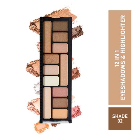 Buy Half N Half 12 in 1 Eyeshadow & Highlighter Makeup Kit, Multicolour Palette-02 (12 gm)-Purplle