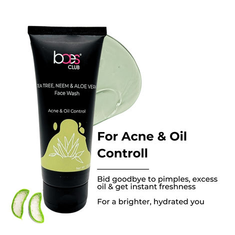 Buy Baes Club Tea Tree Neem & Aloe Vera Face Wash | Acne Face Wash | Gentle &Non-Drying | Gel Based | 100% Vegan, Parabens Free & Soap Free | Face Wash for Women & Men - 100 gms-Purplle