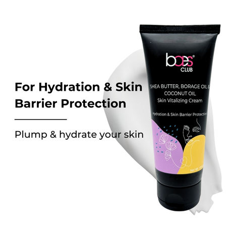 Buy Baes Club Skin Vitalizing Cream | Enriched with Shea Butter, Coconut Oil, Borage Oil & Aloe Vera | Deep Hydration & Radiance Boost | Mineral Oil-Free, Lightweight & Non-Greasy Formula | Ideal for Daily Moisturization | Unisex 100 gm-Purplle
