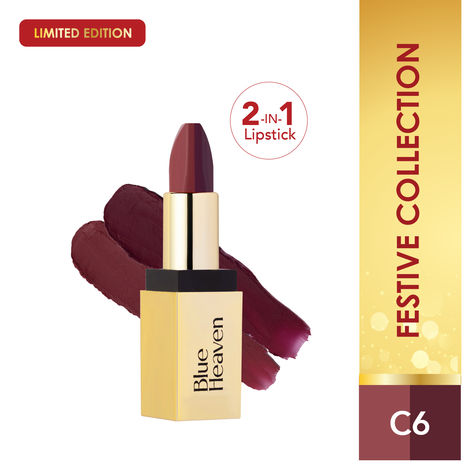 Buy Blue Heaven 2 in 1 Festive Lipstick | Dual Shade | Ultra Lightweight Soft Matte Finish | Long Stay Comfort Wear Lipsticks for Women |C6| 4 gm-Purplle