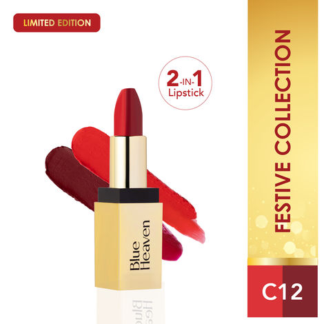 Buy Blue Heaven 2 in 1 Festive Lipstick | Dual Shade | Ultra Lightweight Soft Matte Finish | Long Stay Comfort Wear Lipsticks for Women |C12| 4 gm-Purplle