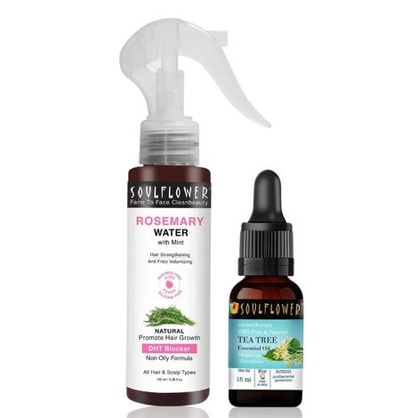 Buy Soulflower Purifying Tea Tree & Rosemary Refresh Duo (Tea Tree Essential Oil 15ml + Hair Spray 100 ml)-Purplle