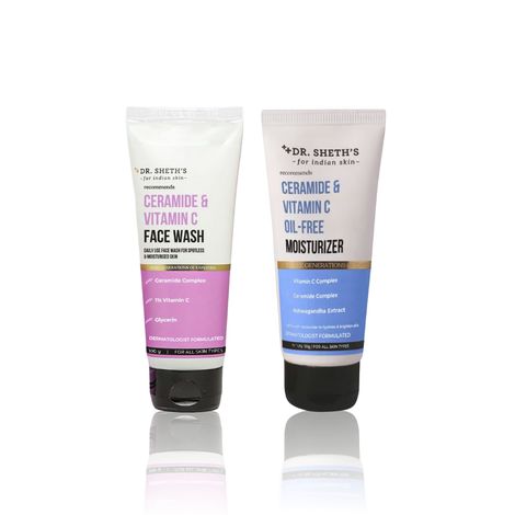 Buy Dr. Sheth's Radiance Duo: Ceramide & Vitamin C Face Wash (100 gm) + Oil-Free Moisturizer (50 gm)-Purplle