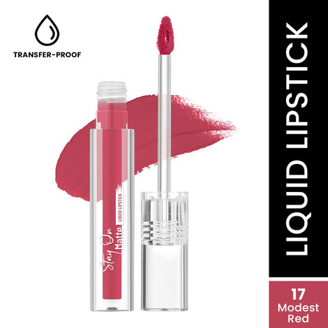 Buy Swiss Beauty Stay On Matte Liquid Lipstick- 17 Modest red, 2 gm-Purplle