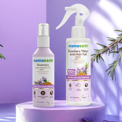 Buy Mamaearth Rosemary Hair Care Duo (Rosemary Anti-Hairfall Spray-200ml + Rosemary Hair Growth Oil-100ml) - Combo of 2-Purplle