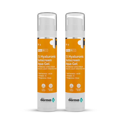 Buy The Derma Co. 1% Hyaluronic Sunscreen Aqua Gel with SPF 50 & PA++++ for Broad Spectrum & Blue Light Protection 50 gm*2-Purplle