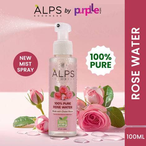 Buy Alps Goodness 100 % Pure Rose Water Spray (100 ml) | Long Press Mist Spray | Rose water for face | Made from Chaitri Rose | Gulab Jal | Natural skin toner | Premium Rose Water-Purplle