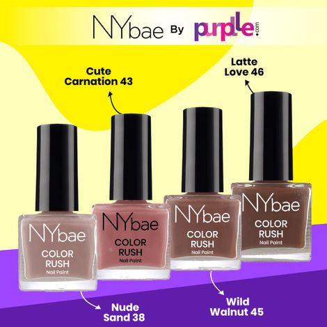 Buy NY Bae Color Rush Nail Paint Set - Natural Nudes 04 | Nail Paint Combo | Chip Resistant | Long Lasting | Quick Dry |Glossy Gel Nail Polish (9 ml *4)-Purplle