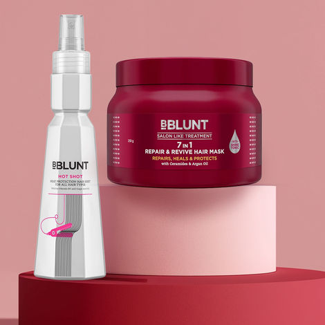 Buy BBLUNT Heat Protect & Repair Combo (7 in 1 Repair & Revive Hair Mask-250 gm + Hot Shot Heat Protection Mist-150 ml)-Purplle