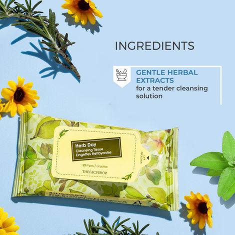 Buy The Face Shop Herb Day Cleansing Tissue 20pcs-Purplle