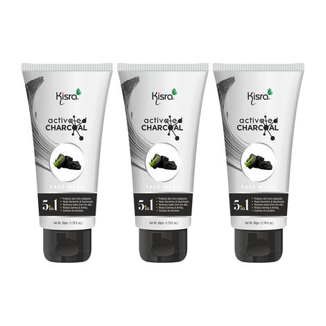 Buy Kisra Activated Charcoal Anti-Pollution Face Wash for Deep Pore Cleaning, 50 gm | Removes Dirt & Impurities | Suitable for Acne Prone Skin | For Men & Women (Pack of 3)-Purplle