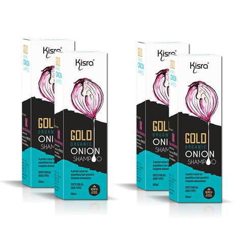 Buy Kisra Gold Organic Onion Shampoo for Hair Growth & Hair Fall Control with Onion & Black Seed For All Hair Type - 100 ml (Pack of 4)-Purplle