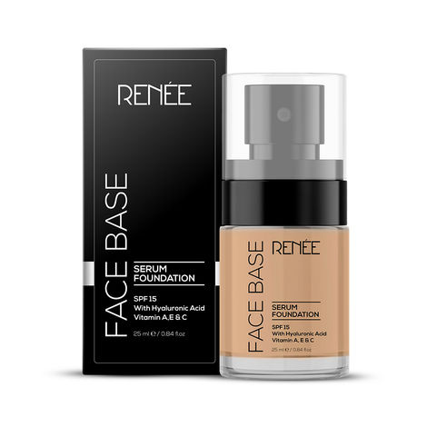 Buy RENEE Face Base Serum Foundation -03 Iconic, Sheer Coverage, Dewy & Seamless Finish, Hydrates, Nourishes & Protects, Gives Healthy, Radiant Skin, Vitamin C, Hyaluronic Acid & SPF 15 Infused, 25 ml-Purplle
