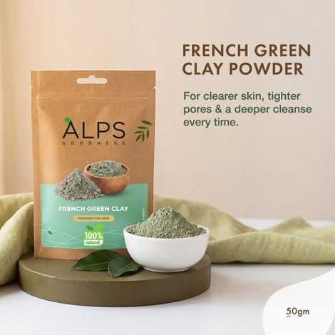 Buy Alps Goodness French Green Clay Powder (50 gm)| 100% Natural Powder | Clay Mask for pores tightening | Clay Mask for face | Detoxifying Clay Mask-Purplle