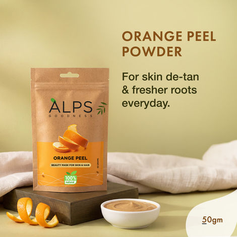 Buy Alps Goodness Powder - Orange Peel (50 gm) | 100% Natural Powder | No Chemicals, No Preservatives, No Pesticides | Can be used for Hair Mask and Face Mask | Nourishes hair follicles | Glow Face Pack | Orange Peel Face Pack-Purplle