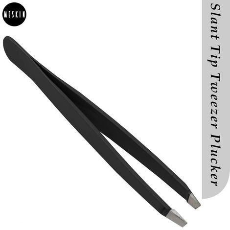 Buy MeSkin Slant Tip Tweezer Plucker for Eyebrow, Upper Lips, Blackhead Removal, Facial Hair For Women & Men, Black Color 1 Pc-Purplle