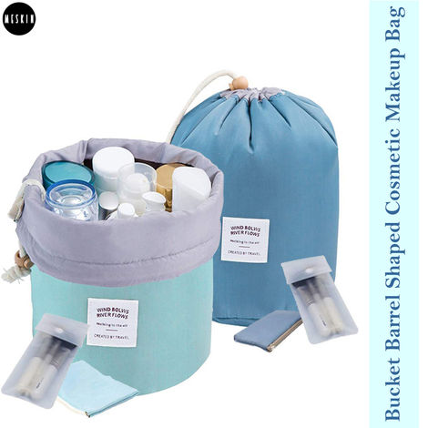 Buy MeSkin Barrel Bucket Shaped Foldable Makeup Bag, Travel Case Pouch(Assorted Color)-Purplle