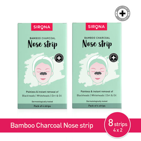 Buy Sirona Bamboo Charcoal Nose Strips for Women | Removes Blackheads and Whiteheads | 4 x 2 Strips-Purplle