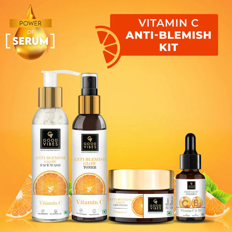 Buy Good Vibes Anti Blemish Vitamin C CTSM Combo (Set of 4) (Face wash 120 ml + Toner 120 ml + Serum 15 ml + Moisturizer 50 gm )-Purplle