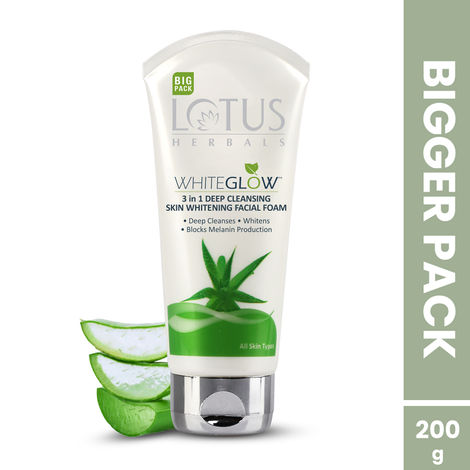 Buy Lotus Herbals WhiteGlow 3 in 1 Deep Cleansing Facial Foam | Deep Cleansing Formula | Acne-Control | Non-Drying | Fades Dark Spots | with Alpha Arbutin & Saxifraga Extracts | Suits All Skin Types | Women & Men | 200 ml-Purplle