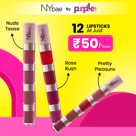 Buy NY Bae 4 IN 1 Lipstacks Trio | Rose Rush X Nude Tease X Pretty Pleasure Lip Stacks | 12 IN 1 Liquid Lipstick Combo | Pink, Red, Brown, Maroon, Nude Lipsticks | Multi Use: Blush, Eyeshadow, Bronzer, Lip & Cheek Tint | Lip Kit (4 ml *3) Combo of 3-Purplle