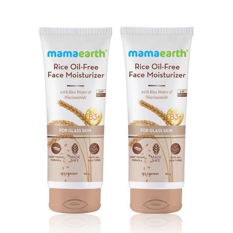 Buy Mamaearth Rice Oil-Free Face Moisturizer With Rice Water & Niacinamide for Glass Skin - 80 g*2 Pack of 2-Purplle