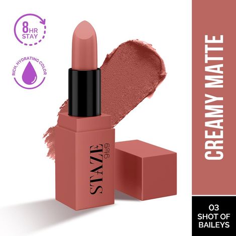 Buy Staze 9to9 Creme De La Matte Lipstick | Intense Color Payoff | Weightless Silky Formula | 12-Hour Stay | Non-Drying | 03 Shot of Baileys | 4.2 gm-Purplle