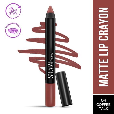 Buy Staze 9to9 Pout On Matte + Smudgeproof Lip Crayon | Non-Drying & Transferproof | Pigmented Matte Finish | 12-Hour Stay | Lightweight | 04 Coffee Talk | 3.5 gm-Purplle