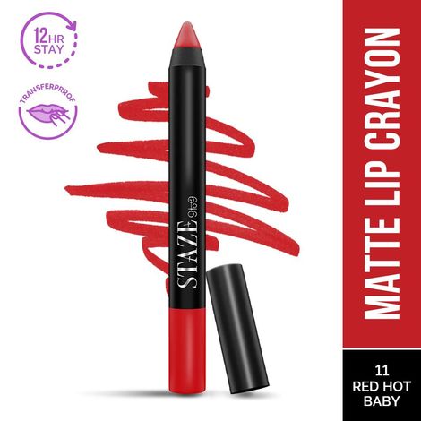 Buy Staze 9to9 Pout On Matte + Smudgeproof Lip Crayon | Non-Drying & Transferproof | Pigmented Matte Finish | 12-Hour Stay | Lightweight | 11 Red Hot Baby | 3.5 gm-Purplle