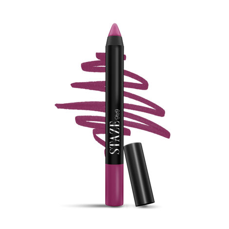 Buy Staze 9to9 Pout On Matte + Smudgeproof Lip Crayon | Non-Drying & Transferproof | Pigmented Matte Finish | 12-Hour Stay | Lightweight | 12 Fine Wine | 3.5 gm-Purplle