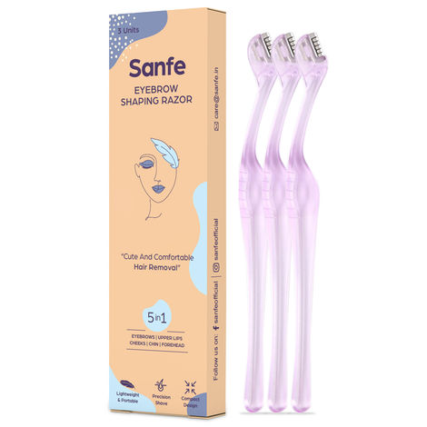 Buy Sanfe Eyebrow Shaping Razor - Pack of 3 | Smooth & Painless Women's Shaving Razor | Eyebrow Shaper For Salon-Like Eyebrows | Eyebrows, Upper Lip, Targeted Corner Hair | No Cuts | Safe & Quick Hair Removal-Purplle