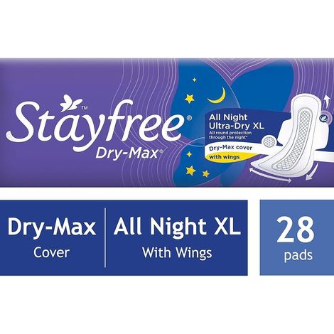 Buy Stayfree Dry Max All Nights Ultra Dry XXL 28s-Purplle