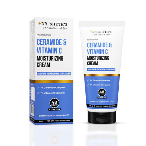 Buy Dr. Sheth's Ceramide & Vitamin C Moisturizing Cream | 48hr Deep Hydration | Brightens & Strengthens Barrier | For Dry to Very Dry Skin | Non Sticky | Biomimetic Ingredients | For Men & Women |100 gm-Purplle